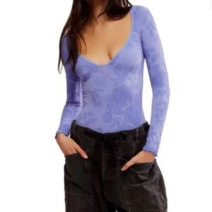 NWT Free People Floral Jaquard Bodysuit - Lolite